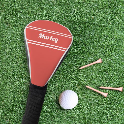 Custom Golfer Sports Modern Monogram Trendy Red Golf Head Cover