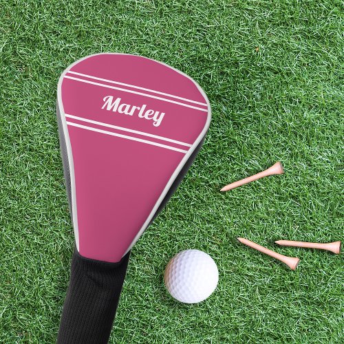 Custom Golfer Sports Modern Monogrammed Girly Pink Golf Head Cover