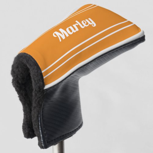 Custom Golfer Sports Modern Monogrammed Orange Golf Head Cover