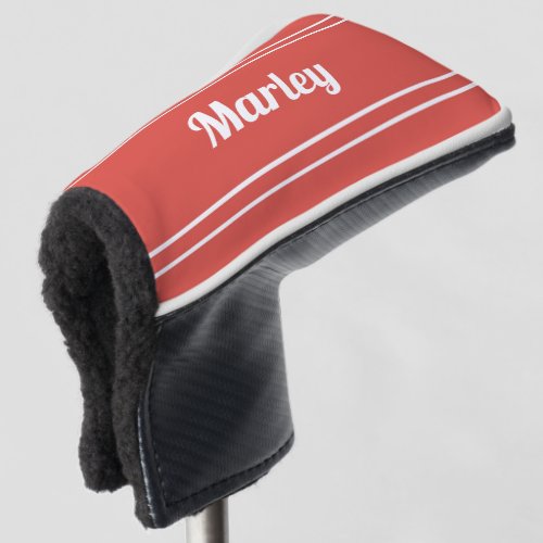 Custom Golfer Sports Modern Monogrammed Red Club Golf Head Cover