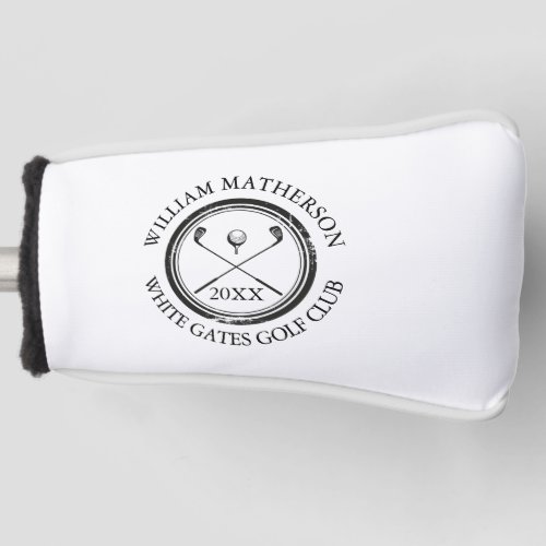 Custom Golfers And Club Date Black and White Golf Head Cover