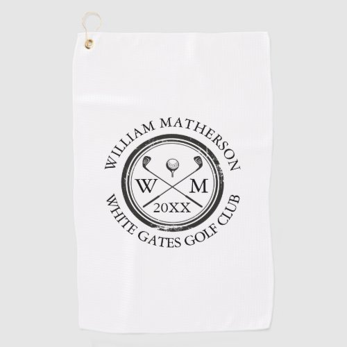 Custom Golfers Name Monogram Club Name and Date Golf Towel
