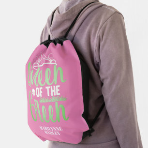 Custom Golfers Name Pink Drawstring Bag