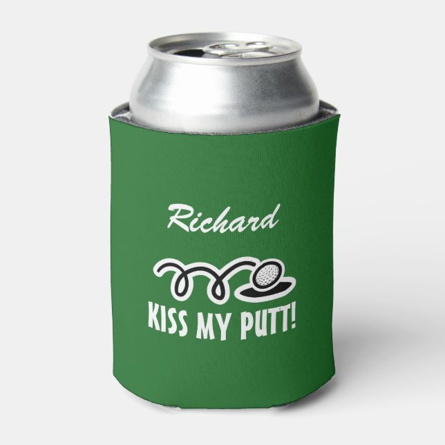 Custom golfing can coolers with funny golf quote (Can Front)