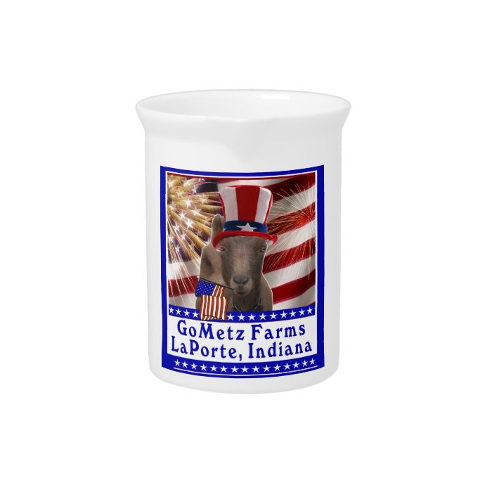 CUSTOM GOMETZ FARMS PATRIOTIC GOAT PITCHER