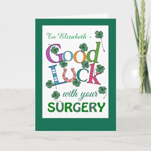 Custom Good Luck Surgery Four_leaf Clover Card