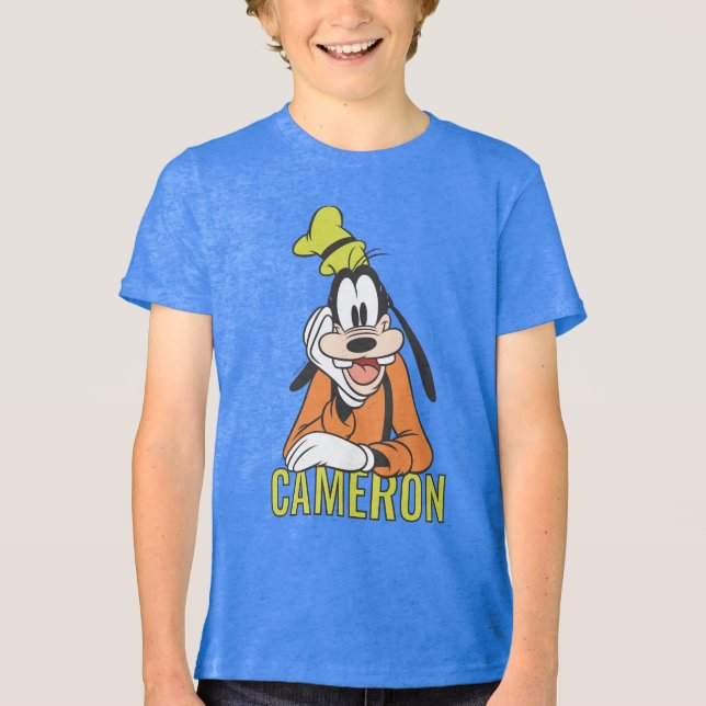 Custom Goofy Hand-on-Chin Playful Design Tri-Blend Shirt (Front)