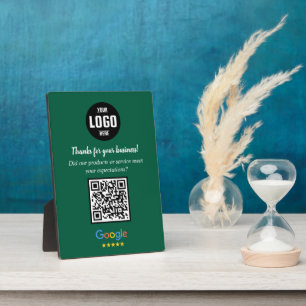 Custom Google Review QR Code Business Green Plaque