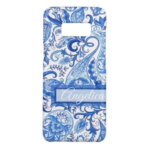 Custom Gorgeous Blue White Floral Paisley Pattern Case_Mate Samsung Galaxy S8 Case