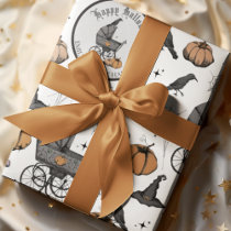 Custom Goth Baby Carriage Halloween Wrapping Paper