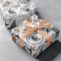 Custom Goth Gray Baby Carriage Halloween Wrapping Paper