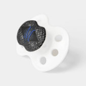 Custom Goth Monogram Blue and Black Baby Pacifier (Front Right)
