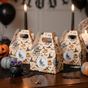 Custom Goth Victorian Baby Carriage Halloween Favor Boxes
