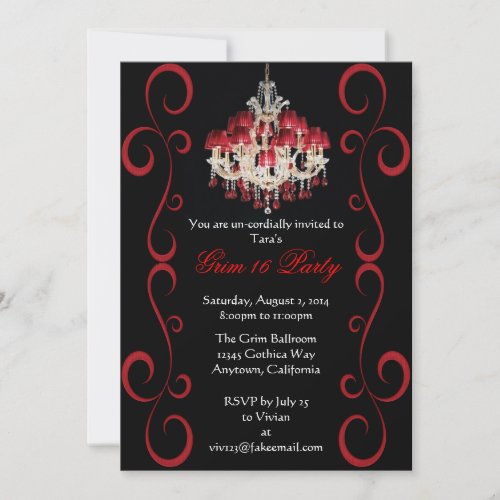 Custom Gothic Grim Sixteen Party Invitations