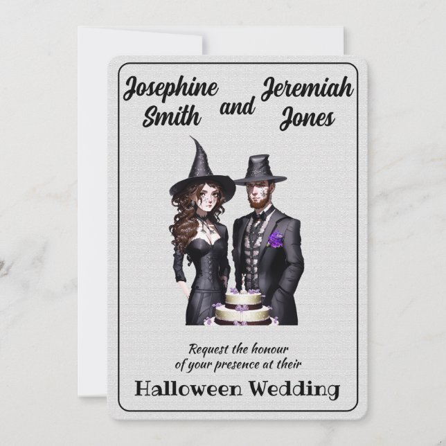 Custom Gothic Halloween Wedding Invitation (Front)