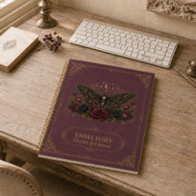 Custom Gothic Moth Burgundy Roses Dark Academia