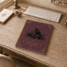 Custom Gothic Raven Burgundy Roses Dark Academia