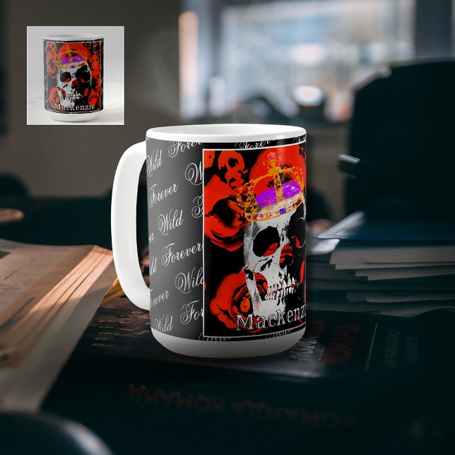 Custom Gothic Skull Red Roses Coffee Mug (Creator Uploaded)