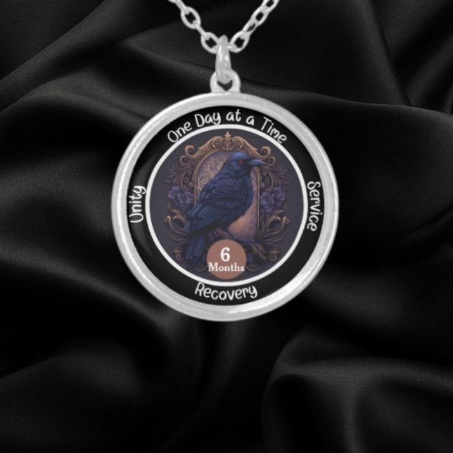 Custom Gothic  Sobriety Milestone Gift Silver Plated Necklace (Creator Uploaded)