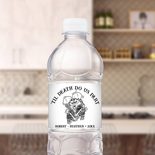 Custom Gothic Wedding Party Favor Personalized Water Bottle Label