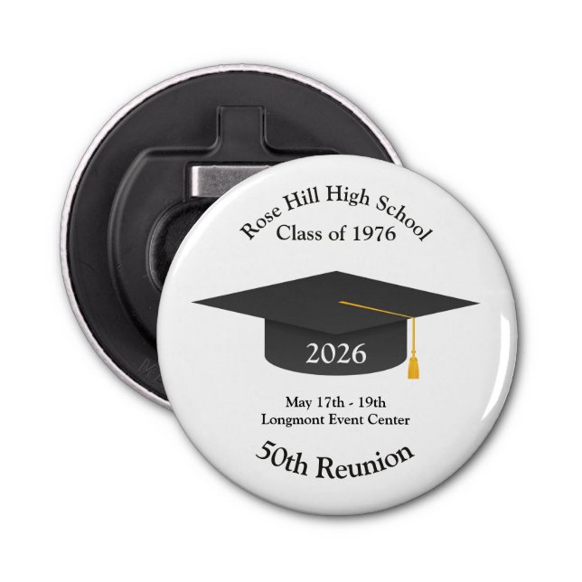 Custom Grad Cap Reunion Keepsake Bottle Opener (Front)