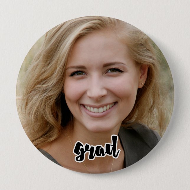 Custom Grad Party Senior Photo Proud Parent Button (Front)