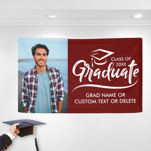 Custom Grad Photo School Colors Modern Graduation Banner