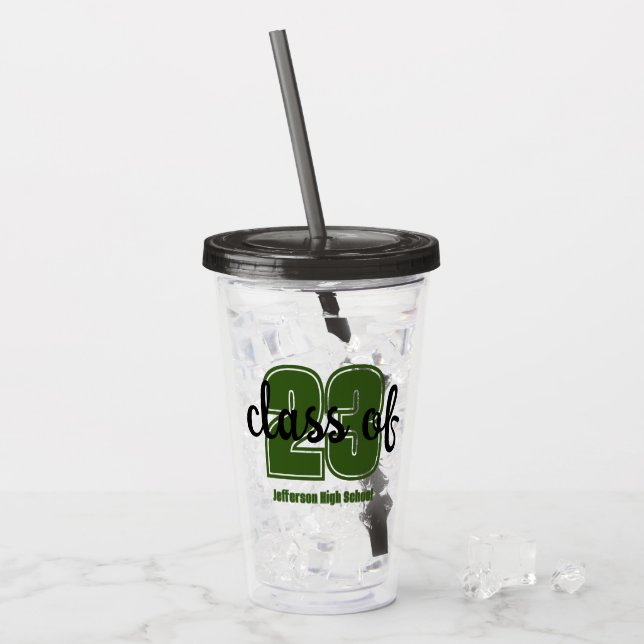 Custom Grad Year and school  Acrylic Tumbler (Front Ice)