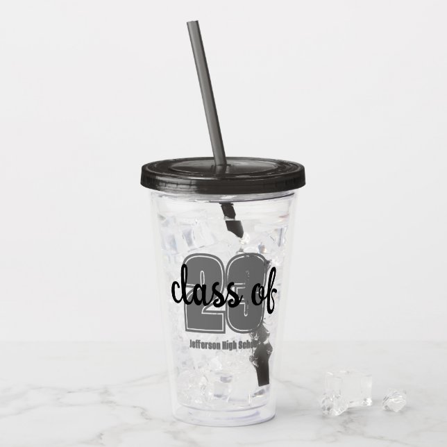 Custom Grad Year and school   acrylic tumbler (Front Ice)