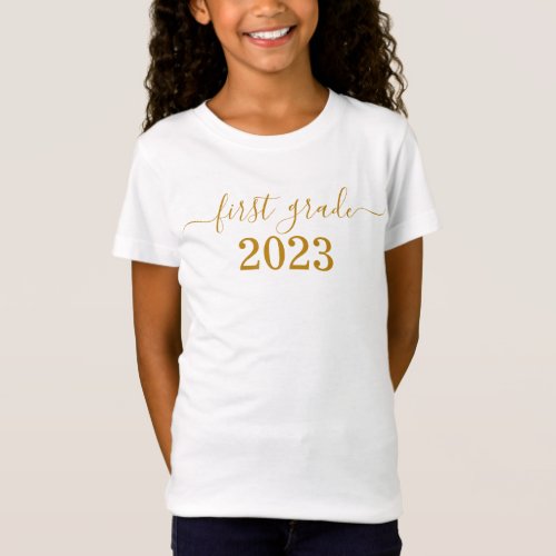 Custom Grade Back to School 2023 Gold Script T_Shirt