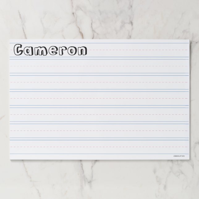 Custom Grade school Blue Red lined practice Blank Paper Pad (Front)