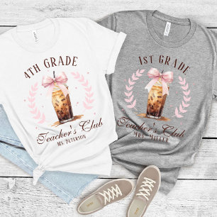 Custom Grade Teacher's Club Name Iced Coffee Lover T-Shirt