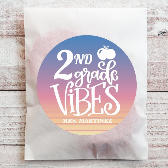 Custom Grade Vibes School Classic Round Sticker (Customize these back to school stickers with just a few clicks.)