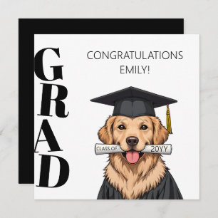 Custom Graduate Cute Golden Retriever Dog Card