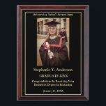 Custom Graduate Graduation Photo Gold Logo Modern Award Plaque<br><div class="desc">Graduate Graduation Photo Gold Logo Modern</div>
