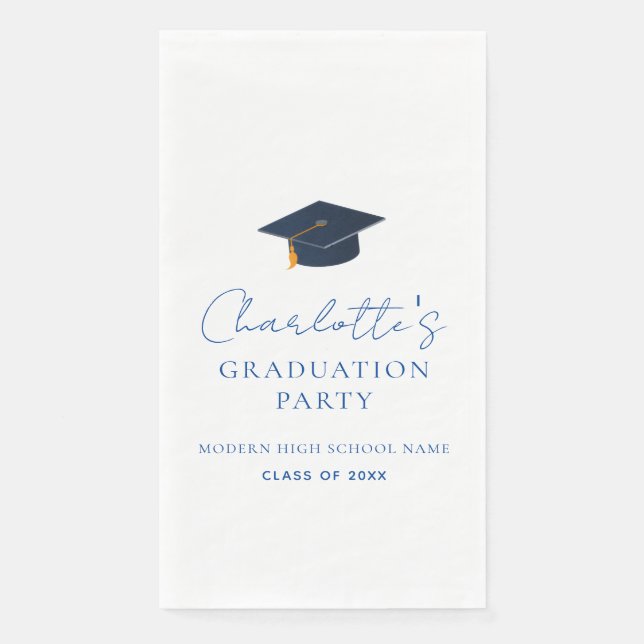 Custom Graduate Name Class Year School Theme Paper Guest Towels (Front)