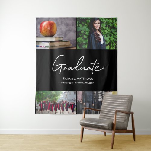Custom Graduate Photo Collage Photobooth Station Tapestry