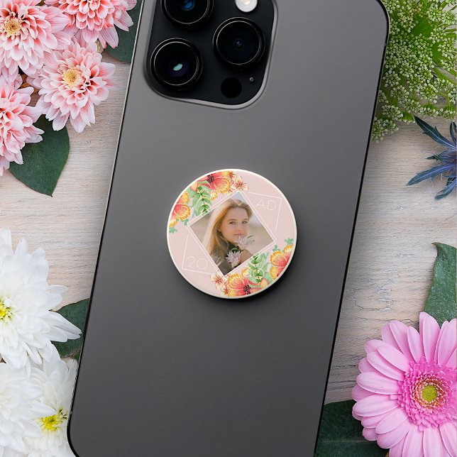 Custom Graduate Photo Keepsake Wildflowers Floral PopSocket (Creator Uploaded)