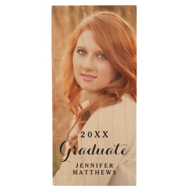 Custom Graduate Photo Monogram USB Flash Drive (Front Vertical)