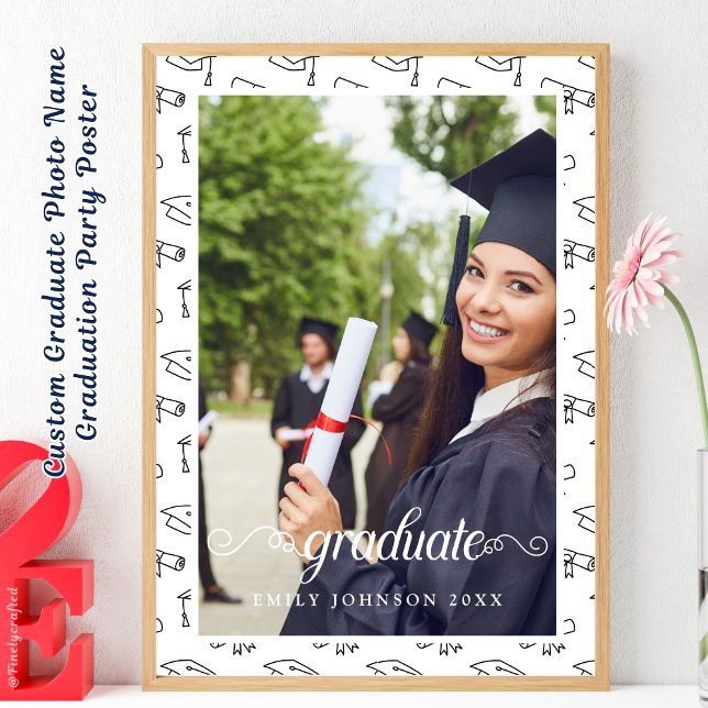 Custom Graduate Photo Name Graduation Party Poster (Creator Uploaded)