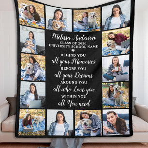 Custom Graduate Poem 14 Photo Collage Graduation Fleece Blanket