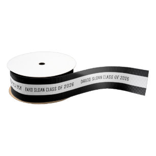 Custom Graduate Ribbon   Black White