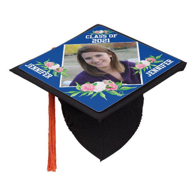 Custom Graduating Senior Class 2021 Decorated Graduation Cap Topper (Angled)