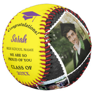 Custom Graduation 4 Photo Class Of 2024   Purple Softball
