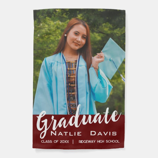 Custom Graduation Announcement Graduate Photo Garden Flag (Front)
