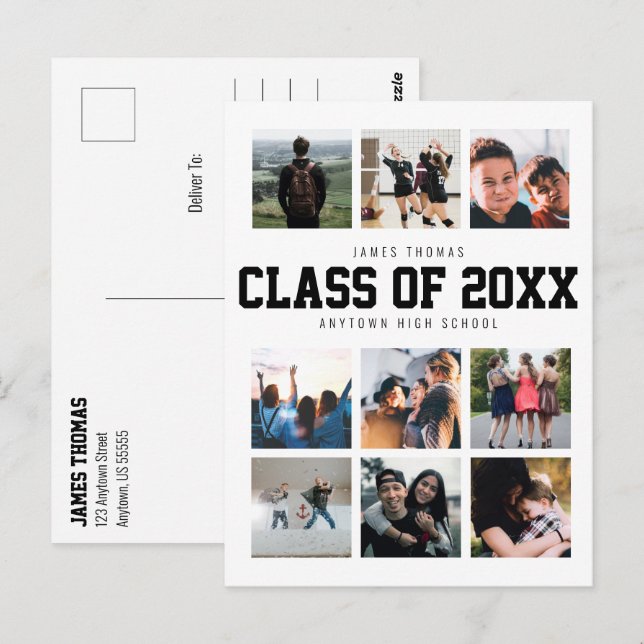 Custom Graduation Announcement Photo Collage Postcard (Front/Back)