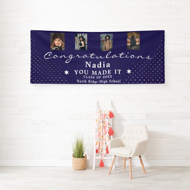 Custom Graduation Banner, Photo Collage Party Sign (Insitu)