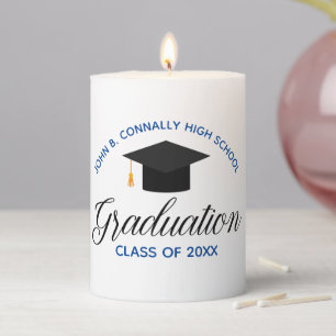 Custom Graduation Blue Graduate Party Favor Pillar Candle