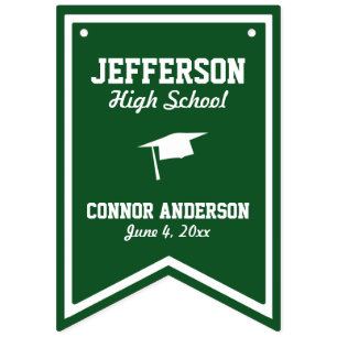 Custom Graduation Bunting School, Grad Name Date Flags