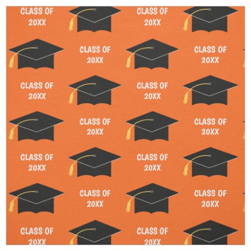 Custom Graduation Cap Class Year Orange Fabric